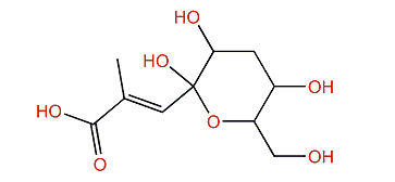 2-Methyl-3-(4,5,7-trihydroxy-8-hydroxymethyltetrahydro-6H-4-pyranyl)-2-propenoic acid